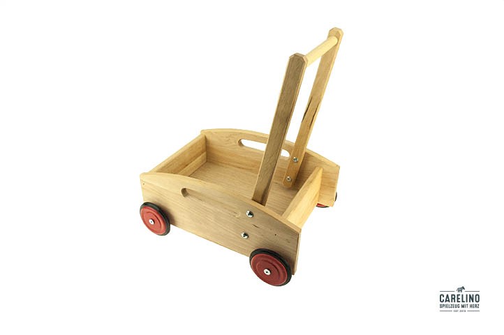 Kinder Spielzeug Lauflernhilfe Lauflernwagen Schubkarre aus Holz mit Bauklötzen 